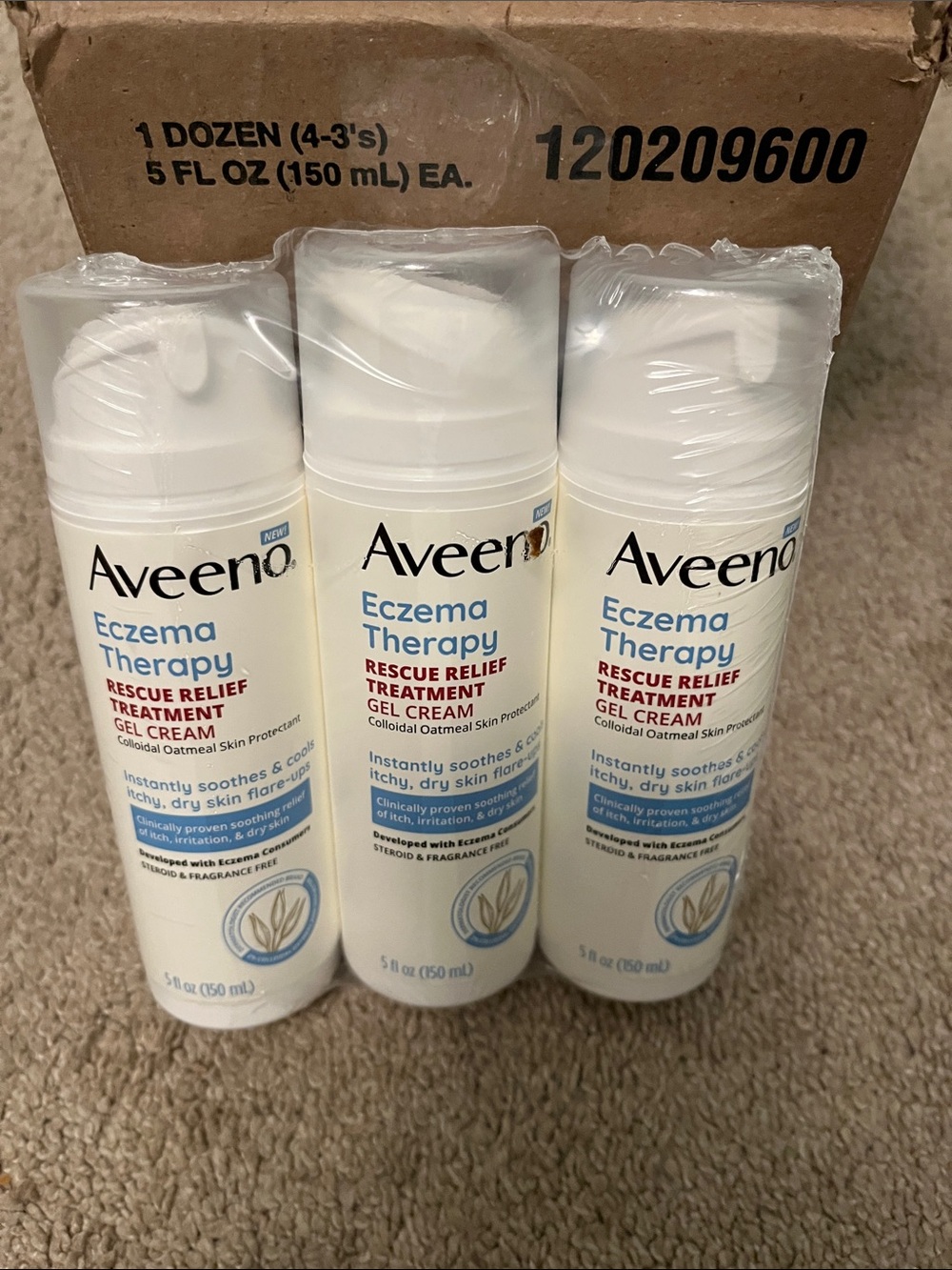 Aveeno Eczema Therapy Rescue Relief Gel Cream Moisturizer - White